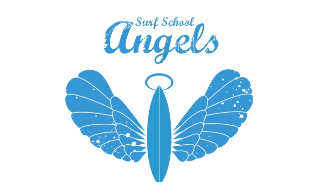 Escola de Surf Angels Surf School (logo azul)